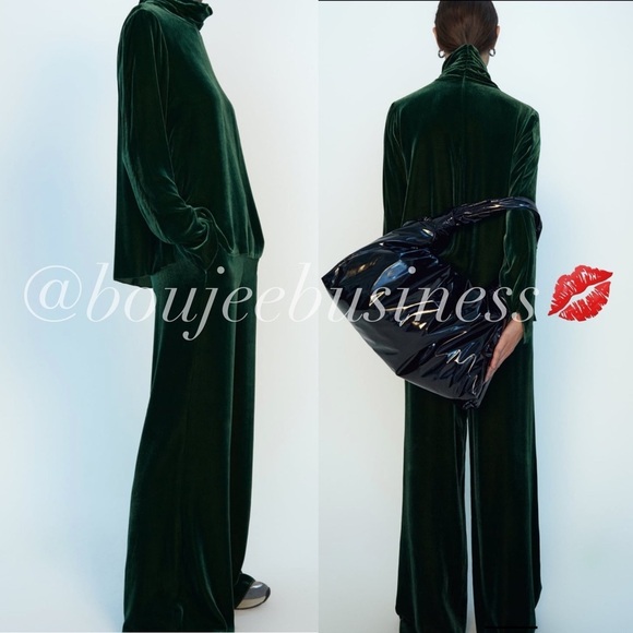 ZARA BNWT Velvet Top + Wide Leg Pants 2pc Coord Set - Picture 4 of 7